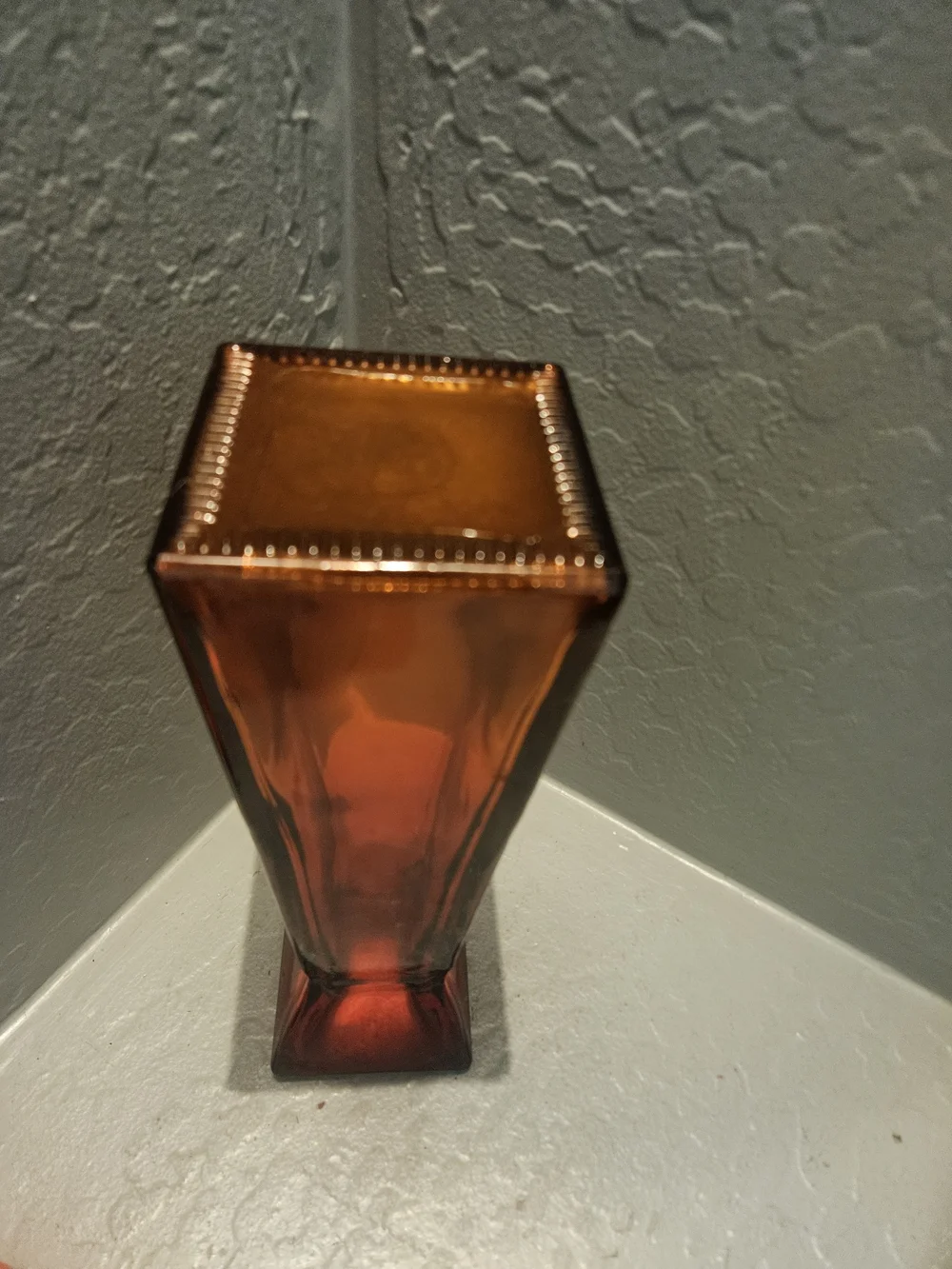 Amber Glass Tapered Vase -